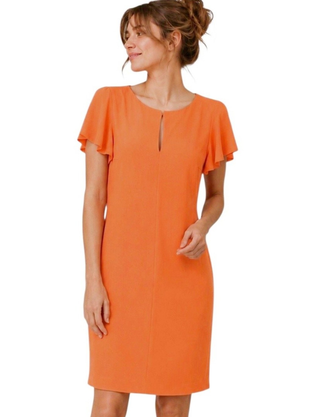 Hugo Boss NWT Orange Sheath Dress Keyhole Neck Designer Shift Dress Size 6